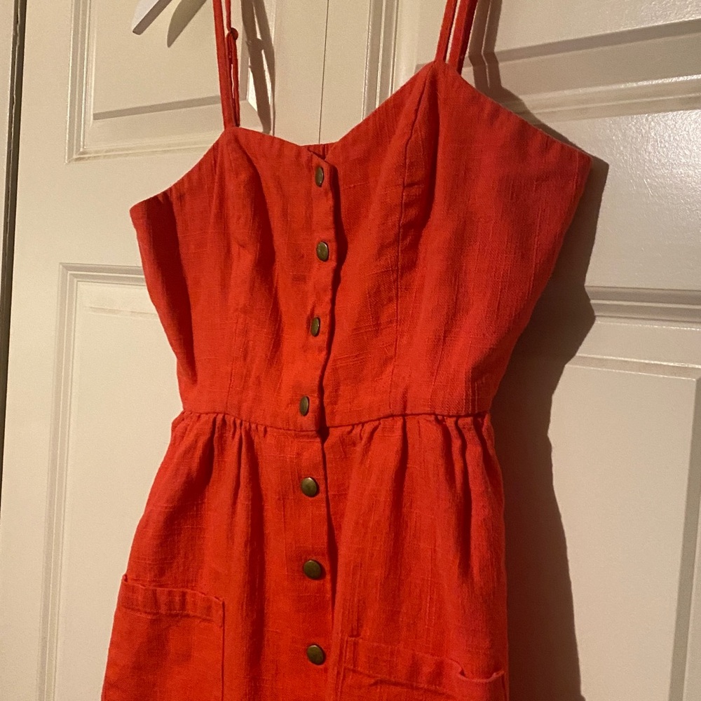 Red Button-Front Sundress - Picture 2 of 4
